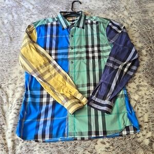 mens sz L  Burberry multicolored button down long sleeve